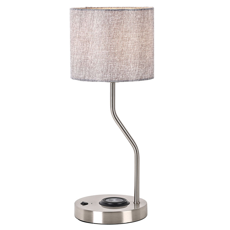 फॅब्रिक शेडसह वायरलेस फोन चार्जर डेस्क दिवा